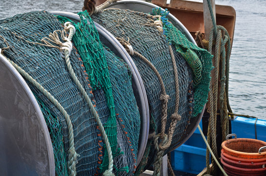Fishing nets on atlantic trawler