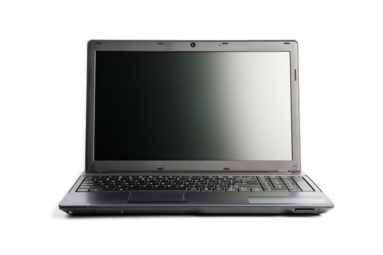 Gray laptop isolated on white background