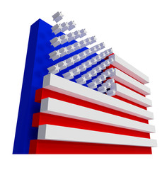 USA Flag 3d Style Right Bottom Vew. Include clipping path