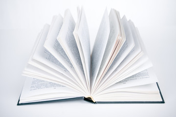 Open book on white background