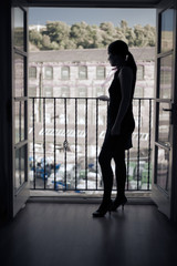 Lonley woman in La boca, Argentina