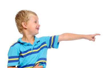 young boy pointing