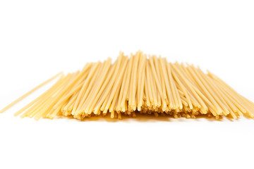 close-up raw pasta isolated