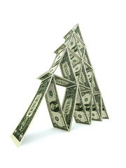 dollar tower of one dollar notes