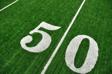 View From Above of Fifty Yard Line on American Football Field