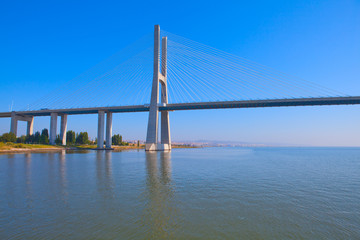 Vasco da Gama bridge over Tagus river, Portugal