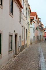 A narrow street in Lisbon, Portugal