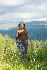 Naklejka premium Female hiker