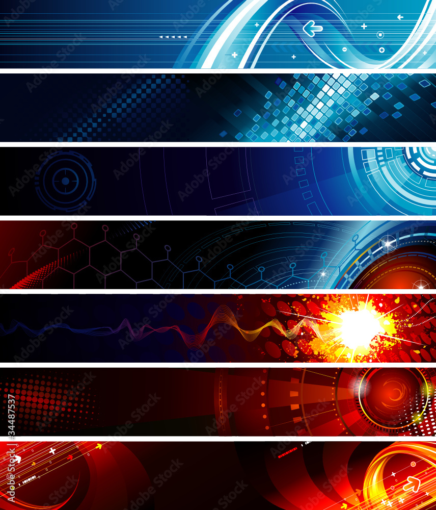 Aufkleber set of abstract technology web banner.