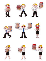 Cartoon office worker Moving document