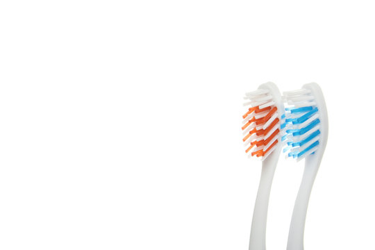 Red and blue toothbrushes
