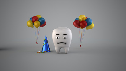 dente cartoon personaggio dentista 3d