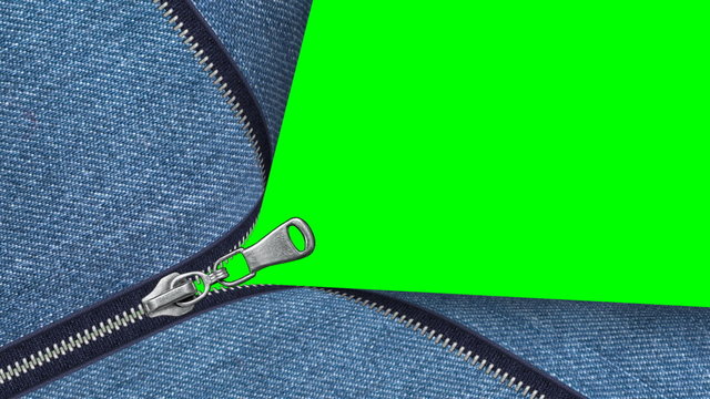 Jeans denim zipper transition with green area