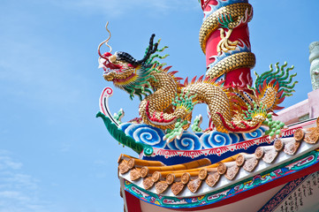 dragon statue on the china temple roof
