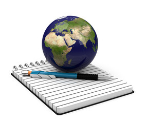 Die Erde auf dem Notizzettel