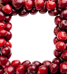 Sweet cherry frame. border. Frame from sour cherries.