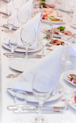Arranged table with food