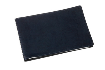 blue leather datebook isolated on white
