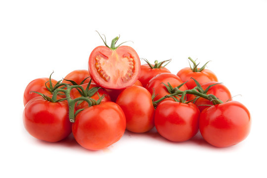 red tomato vegetable isolated on white background.