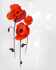 Papier Peint photo autocollant Fleurs abstraites Fond avec des coquelicots