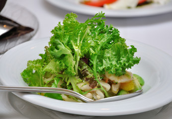 seafood salad and greens