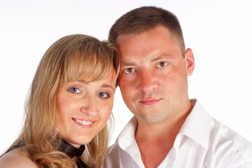 cute couple on white