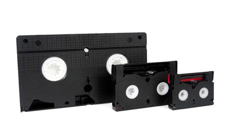 old video cassette tapes vhs hi8 mini dv v8