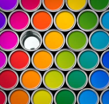 Color Paint Tin Cans Palette, One Empty Can