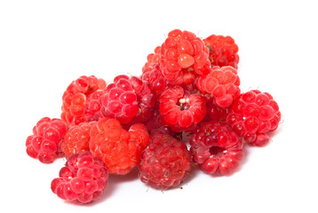 Ripe berries of raspberry on white background