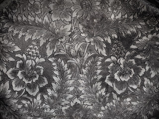 black and white metal floral background