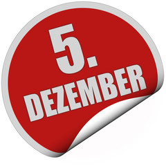 Sticker rot rund curl unten 5. DEZEMBER