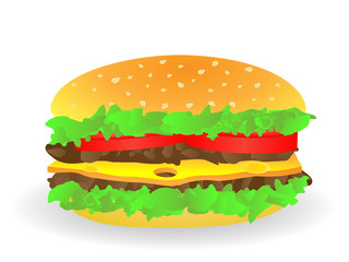 Big Hamburger. Vector.