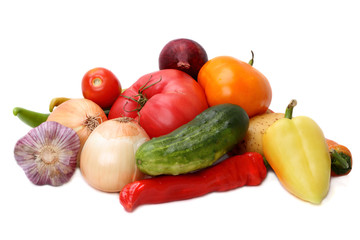 Vegetables on white