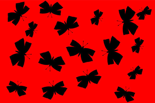 Butterflies silhouette on red
