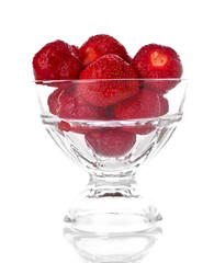 Many strawberries in glass isolated on white