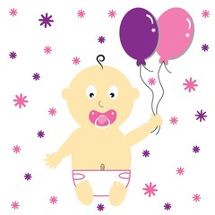 Baby Girl With Balloons