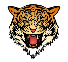 Tiger aggressive coloured (vector)