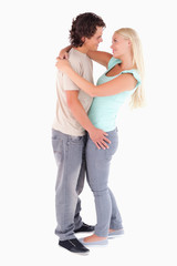 Happy couple looking in each others eyes