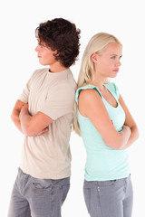 Unhappy couple posing