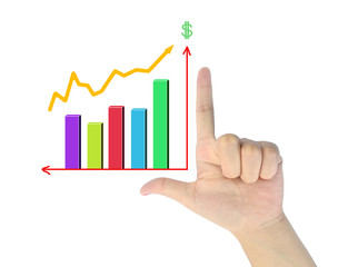 women hand and business graph