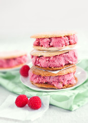 Raspberry ice-cream sandwich