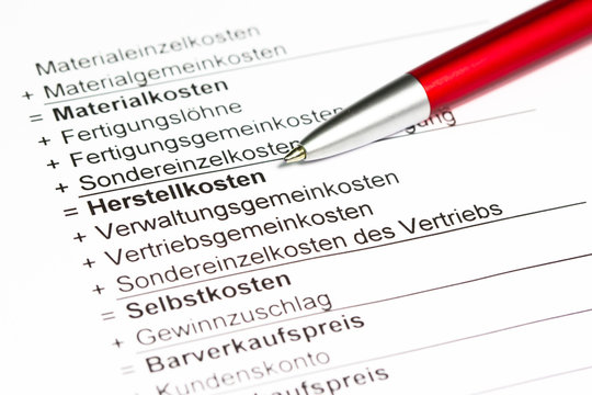 Kalkulation und Herstellkosten