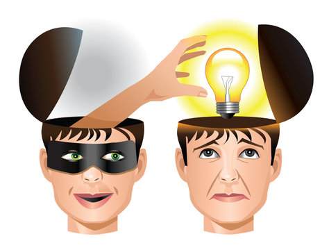 Concept of a man stealing another man's idea