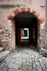 Old medival alley in Rovinj