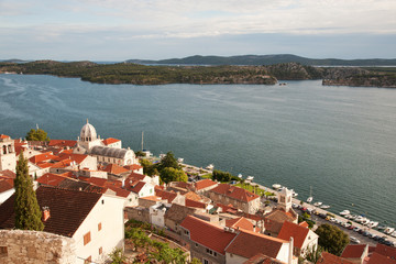 Naklejka na ściany i meble View of Sibenik and surrounded Croatian islands