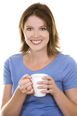 casual woman with coffee