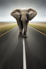 Papier Peint photo Lavable Éléphant Conceptuel - Transport de poids lourds / Voyage par route