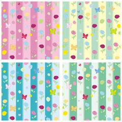 seamless pattern set flowers