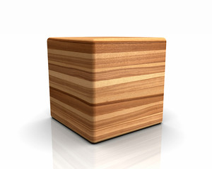 3D Holzwürfel abgerundet - Esche Braun