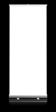 Roll-up auf schwarzem Grund und Spiegelung